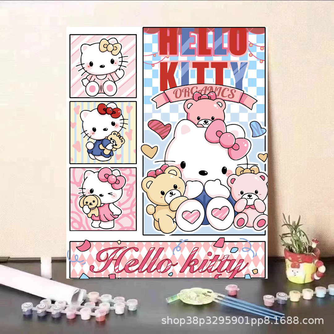 Pintura al óleo digital DIY dibujos animados para niños, estudiantes de Steele, pintura decorativa descomprimida, pintura animada