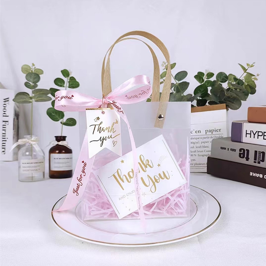 Bolsa + tarjeta de agradecimiento + bolsas de fans + hierba rosa + colgante; pp; H15xW13xW7CM