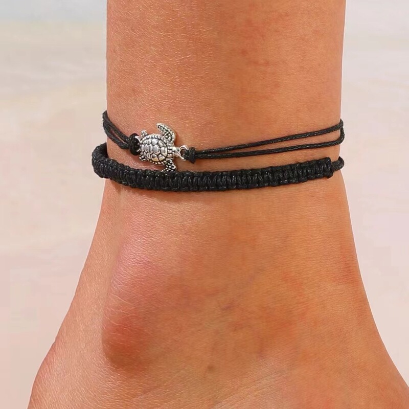 Cross-Border Bohemian New Fashion Beach Hand-Woven Turtle Turtle Simple Anklet Animal Beach Anklet