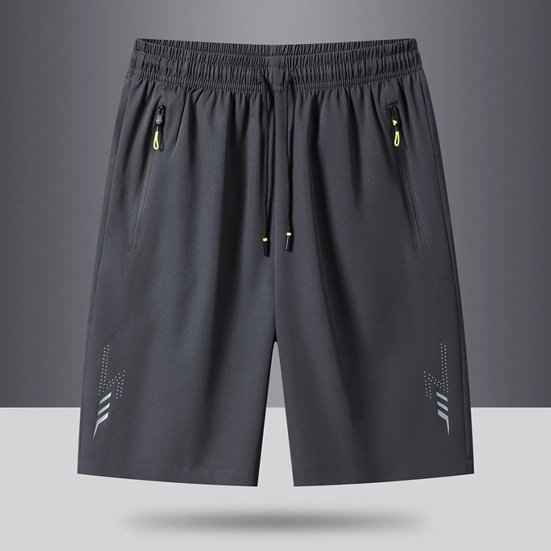 Men's summer silk sports shorts, thin quick dry beach trousers for leisure, plus size