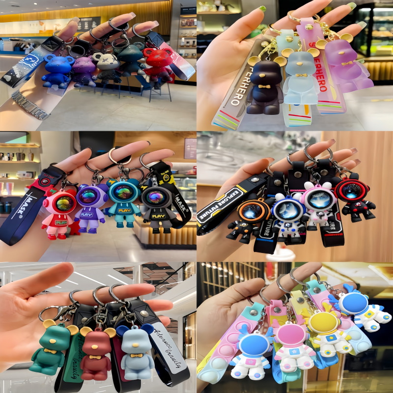 Cartoon Violent Bear Pendant Keychain Pvc Soft Rubber Key Pendant Amusement Park Claw Machine Small Gift