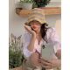 Three-color Cup Straw Hat Women's Summer Seaside Flat-top Sunscreen Hat Showing Face Small Beach Seaside Photo Straw Woven Hat