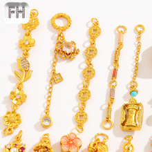 古法金滴油合金葫芦花朵手链手串吊坠 diy饰品配件延长链挂件配饰