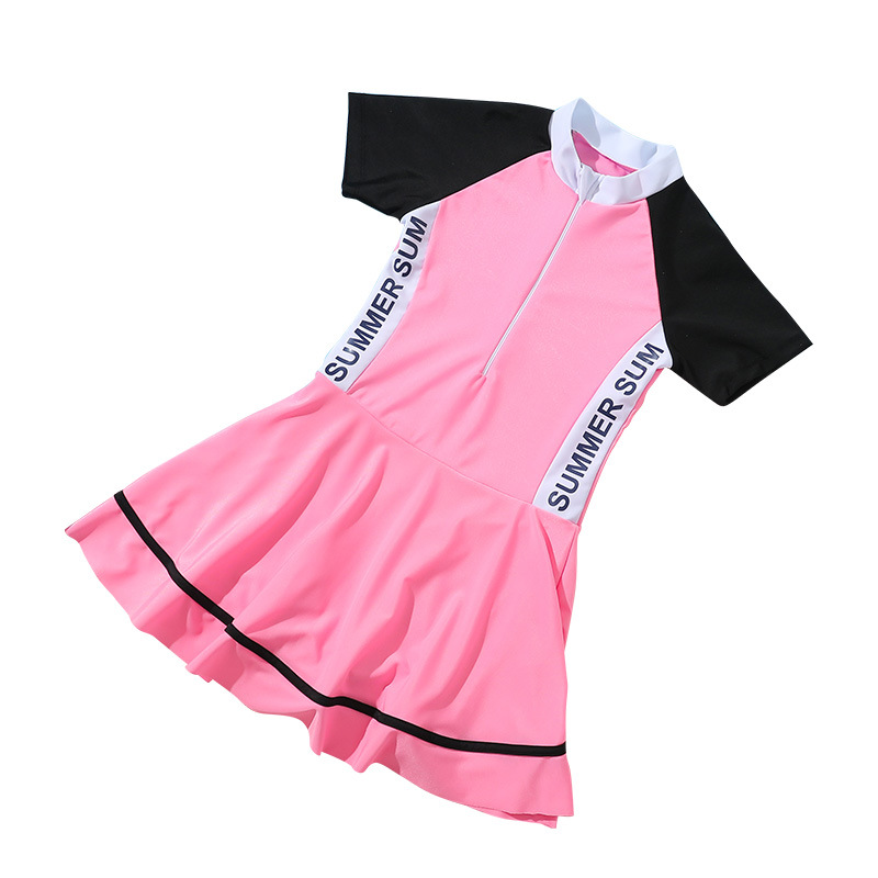 Traje de baño para niños nuevo estilo coreano mediano y grande para niños niñas vestido de una pieza estilo occidental traje de baño de entrenamiento boxeador profesional