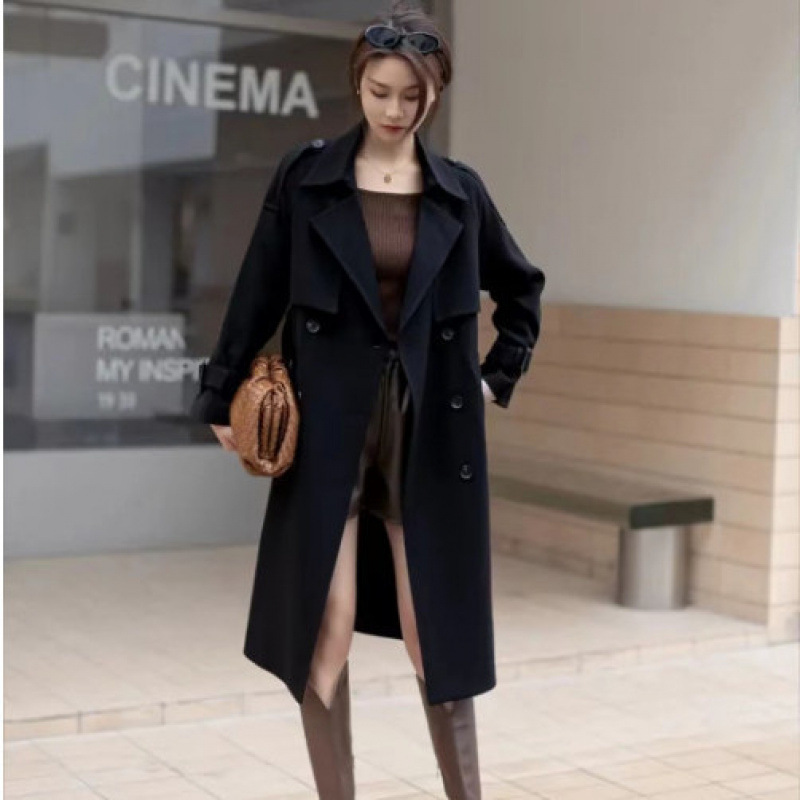 ng2510292 Nueva gabardina de alta gama por encima de la rodilla para mujer Primavera y Otoño 2024, Diseño elegante, Estilo británico, Doble botonadura,_voghion.com