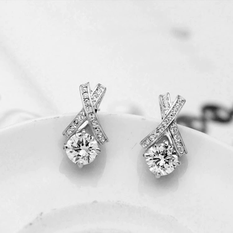Sophisticated hypoallergenic zirconium, earrings, simple and elegant design, Korean style, bright catchy style
