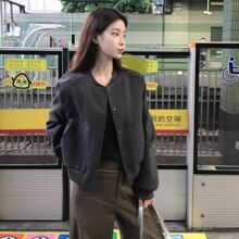 【350克龙凤呢】小个子棒球服短外套韩式街头新款气质立领夹克衫