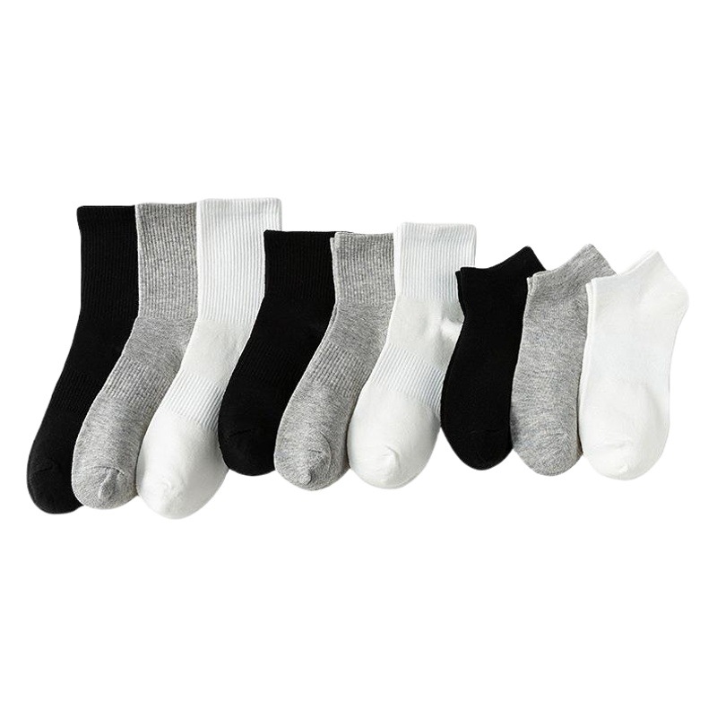 Calcetines verano fino algodón femenino absorbente de sudor y calcetines de tubo medio anti-pilleo calcetines blancos y negros calcetines largos de algodón peinado de color sólido para hombres