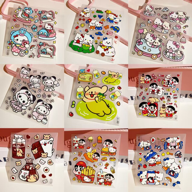 Fruit-Themed Embossed Cartoon Cute Stickers for Phones, Computers, Planners, Water Bottles, Shin-Chan, Line Art, West Highland Terrier Puppies