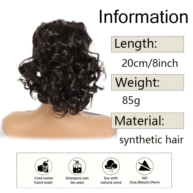 Commerce international transfrontalier, style européen et américain, cheveux courts à cordon pour femmes, boucles romaines, effet naturel réaliste, synthétique_voghion.com