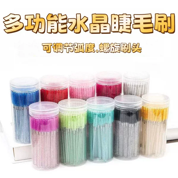 Bottled Crystal Rod Multi-color Eyelash Brush Eyebrow Comb Spiral Brush Small Brush Colorful Eyelash Curler Brush Grafting Eyelash Tool