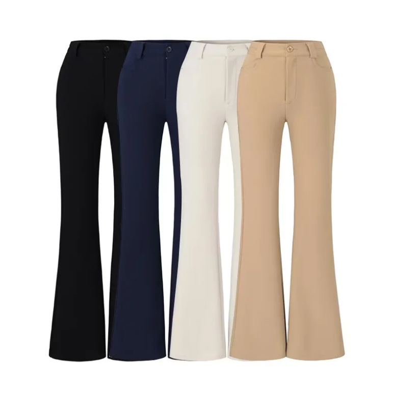 Women's Flared Stretch Pants 2025 Autumn New American Style Slim Fit Yoga Pants with Pockets