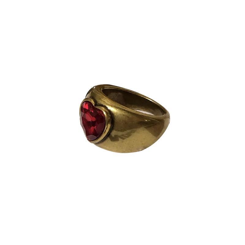 Retro Heart Shape Copper Plating Artificial Gemstones Rings