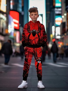 Boys Fashion Two Piece Set Creative Game Spider Hero 3D Cross-Border