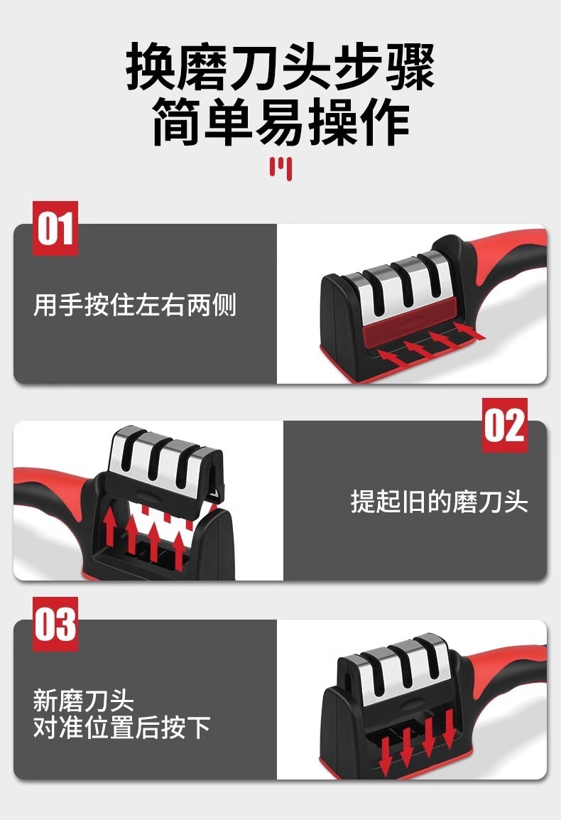 Stainless Steel Knife Sharpener Whetstone with Base Fixed Angle Kitchen Scissors Portable preparation