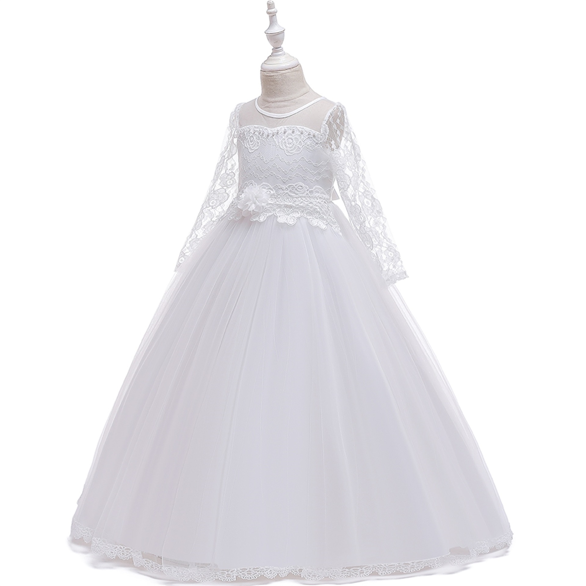 Europa y América Amazon suministro vestido de flores de encaje niña princesa ping vestido de boda infantil vestido de noche