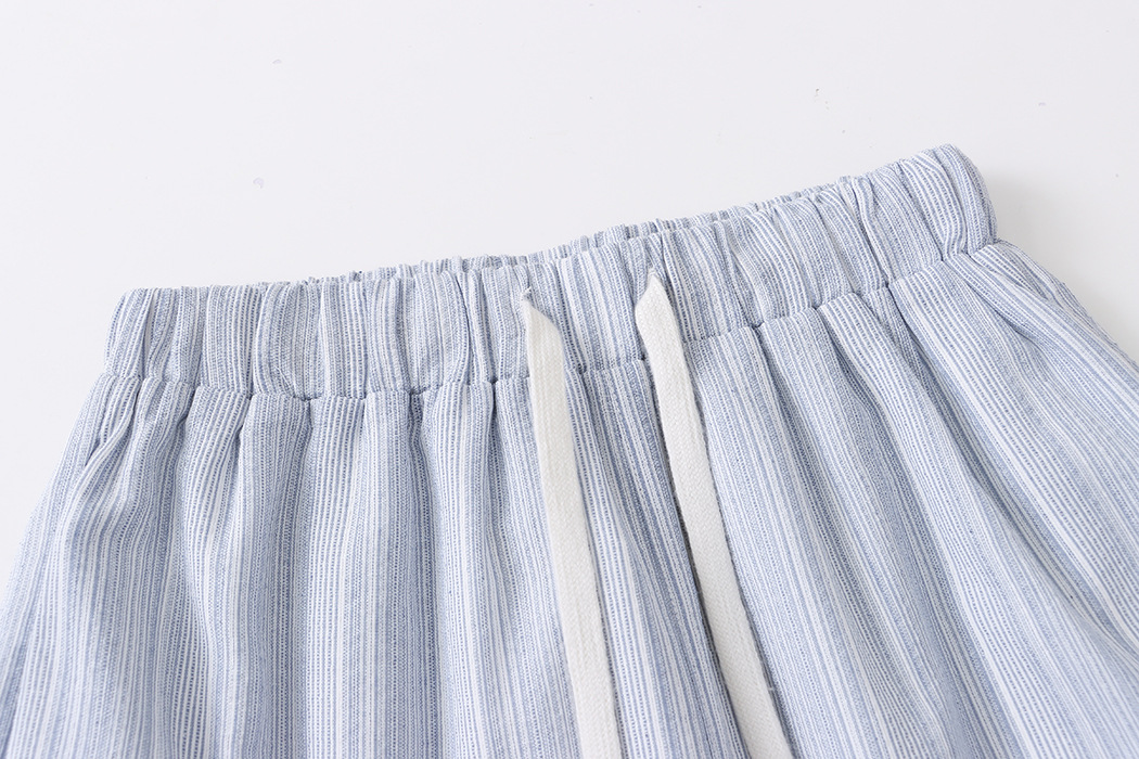 French Texture Stripe Collision Shirt Leg Shorts Two Piece