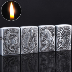 JT6140 Jian Tai Creative Metal Engraving Kerosene Lighter Windproof Sandpaper Open Flame Cigarette Lighter Direct Manufacturer Sales