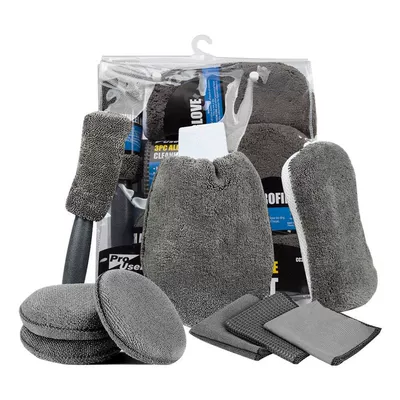 Car Cleaning Tools 9-Piece Car Wash Cleaning Set Car Wash Wipe Car Towel Polishing Waxing Tire Brush Gloves (Car cleaning tools) - 9-piece-set-gray-pvc