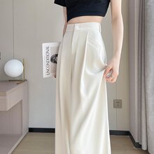 实拍2026夏季冰丝西装裤高腰窄版阔腿裤直筒薄款休闲拖地裤女