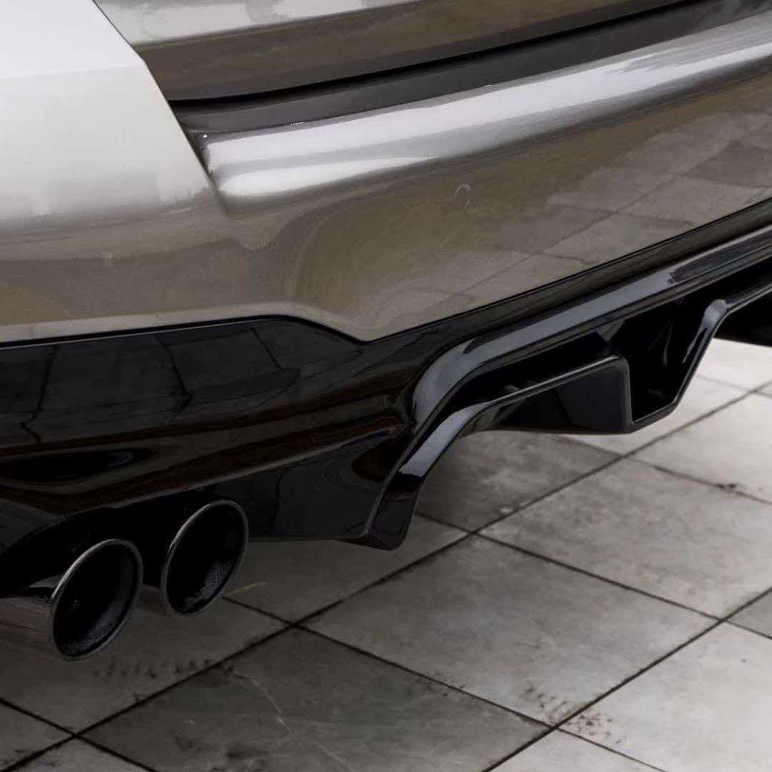 Titanium black stainless steel decorative tailpipe muffler with dual outlets, black-plated, suitable for BMW M exhaust pipes