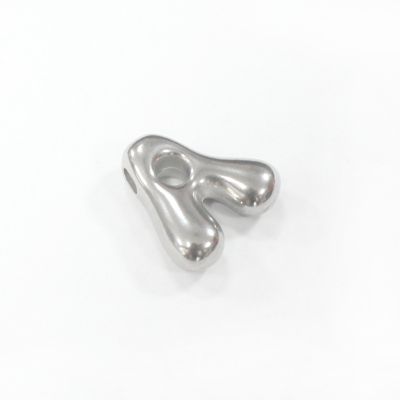Steel-colored A letter (with horizontal hole on top) thickness 6.0*width 18*height 18mm*aperture 1.8mm (unit weight 5.72g)