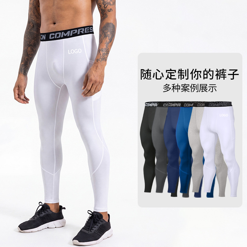 Dongguan pantalones deportivos, bolsillo lateral transpirable, rápido para correr, pantalones de compresión elásticos, entrenamiento físico para hombres, pantalones de verano