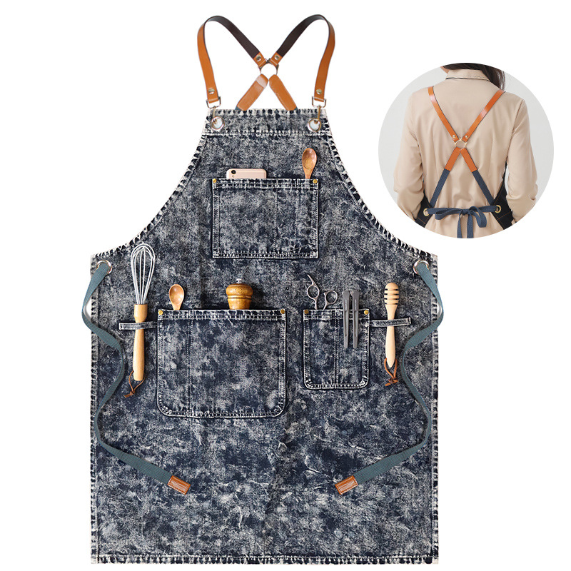 Azul medio tejido medio cuero lavado con agua jeans SX003