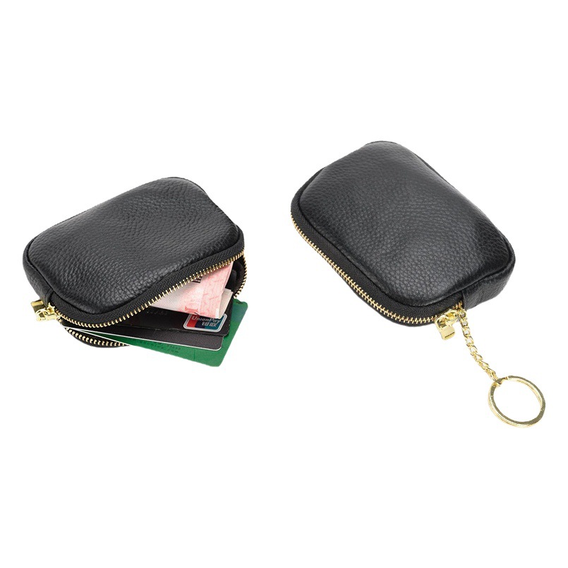 2024 New First-Layer Cowhide Genuine Leather Clutch Coin Purse Large Capacity Design Coin Card Holder Quilted Chain