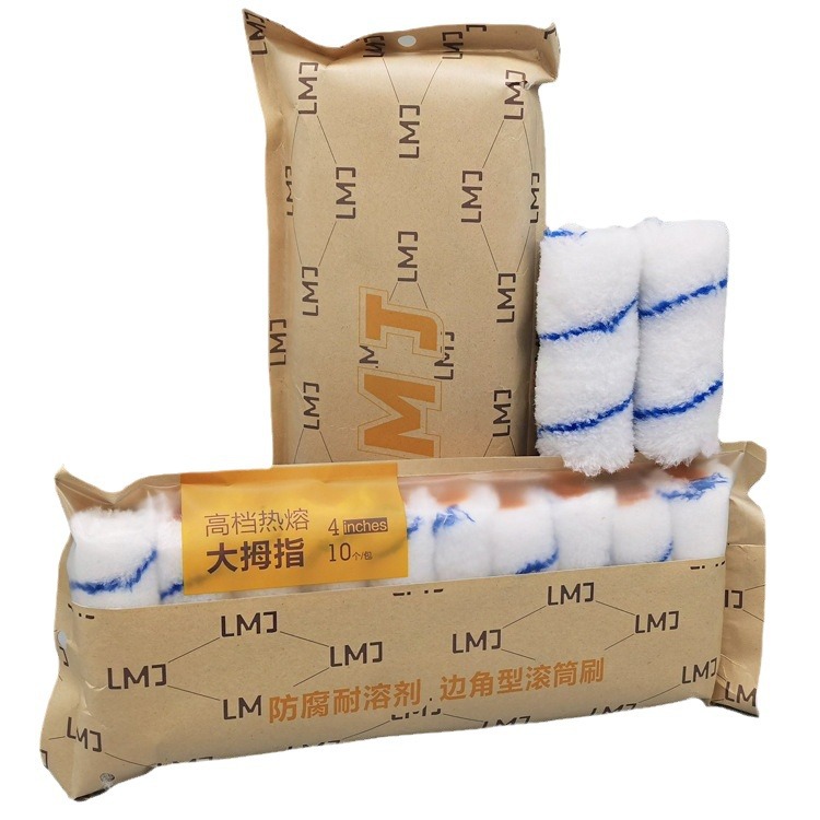 Fabricante de cepillo de rodillos de pulgar 4 pulgadas sin ángulo muerto cepillo de poliéster azul cepillo de pintura de rodillos de pintura