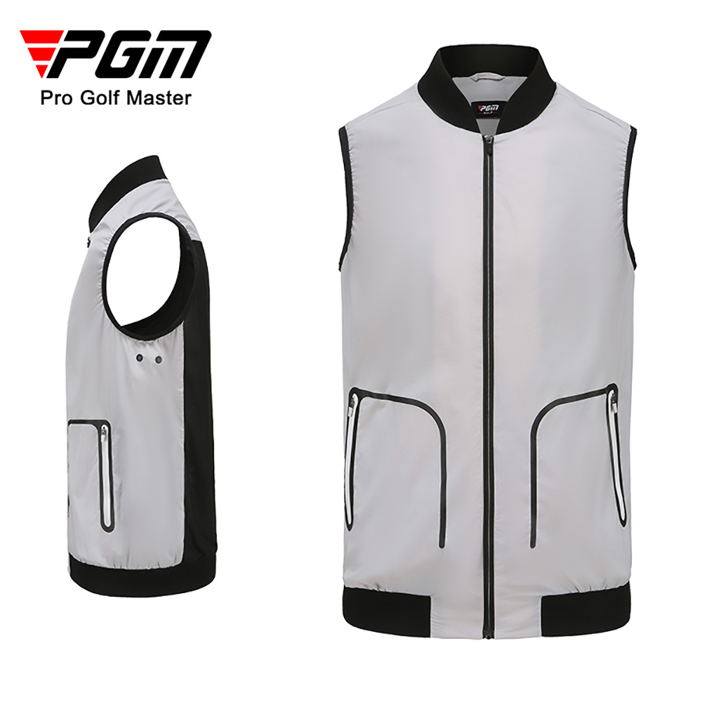 Áo vest golf nam PGM YF364 dáng gile không tay, chống gió nhẹ thoáng khí — Vest Nam YF364 màu xám, Áo vest nam YF364 màu trắng