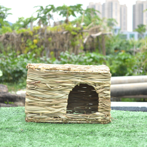 New Foldable Grass Weaving Rabbit Supply Cage Hideaway House Woven Grass Nest Home Rabbit Cage Hamster Gerbil Cage Rabbit Cage