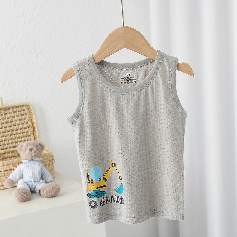 Chaleco de algodón para niños de clase A, sin hueso y sin mangas, fondo de bebé, chaleco fino en forma de corredor, uso exterior, cuello redondo jacquard, verano