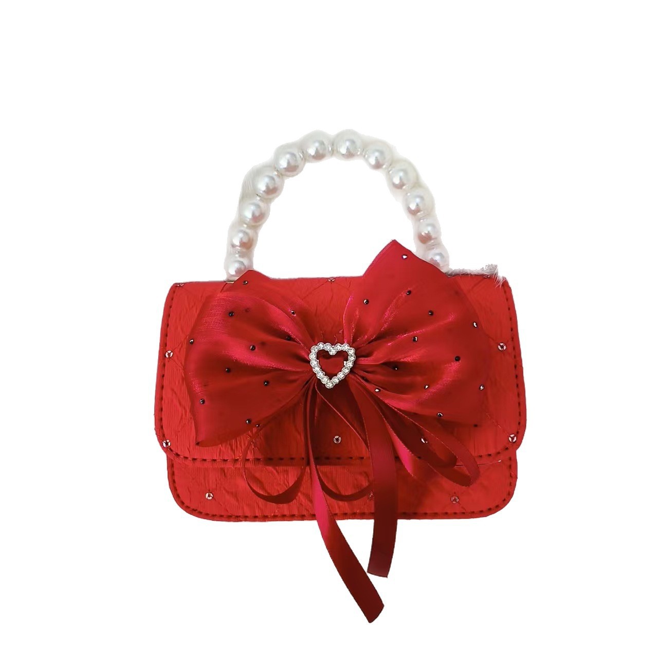 Gran arco rojo bolso de princesa bolso de perla bolso de Año Nuevo bolso de cambio accesorios cadena de hombro