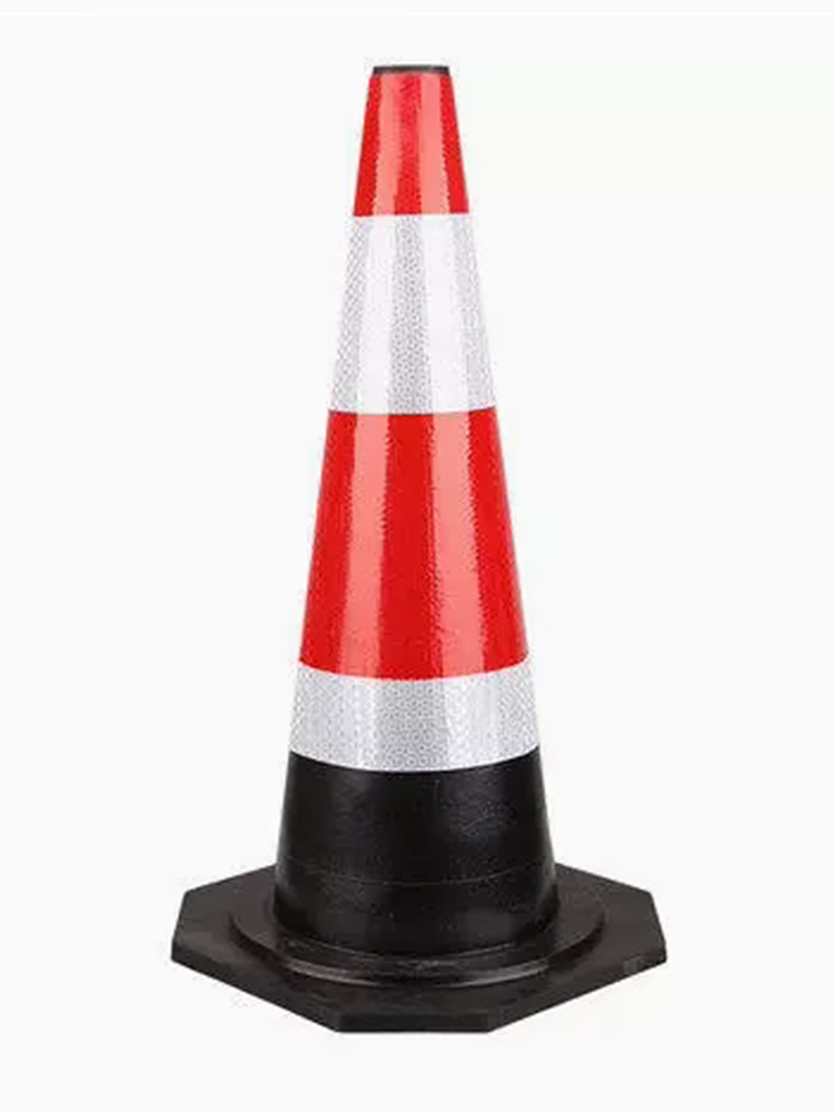 Cono de goma 70cm Cono de barricada reflectante Cono de helado Cubo cónico Piel de aislamiento Construcción Columna de advertencia Cono de carretera