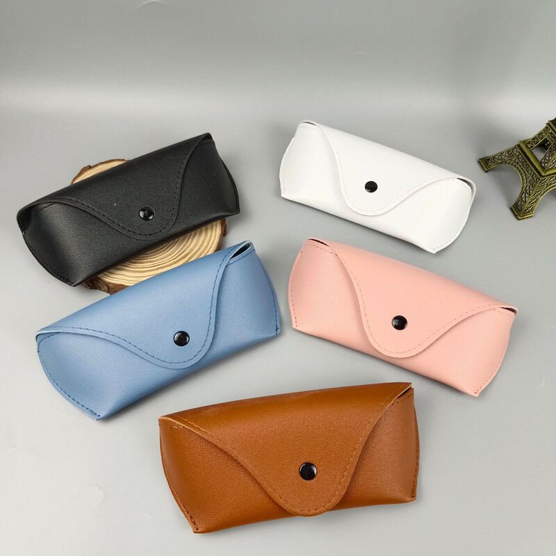 PVC Snap Button Leather Glasses Case New Outdoor Simple Portable Storage Box Soft Handmade Sunglasses Soft Bag