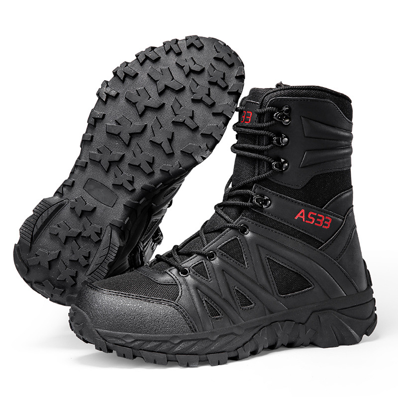 Botas militares de caña alta de gran tamaño transfronterizas al por mayor, botas tácticas transpirables, botas de combate resistentes al desgaste al aire libre, botas de entrenamiento de senderismo de fuerzas especiales