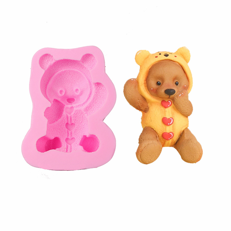Oso de dibujos animados aromaterapia molde para hornear DIY epoxi decoración la torta del molde chocolate fondant Silicona