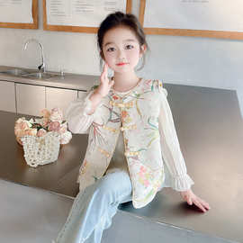 女童2025新款春装套装网红韩版洋气宝宝爆款休闲马甲儿童两件套潮