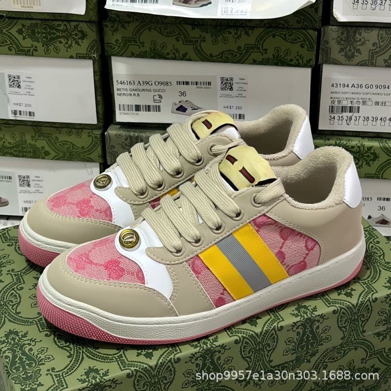 2025年脏脏鞋牛皮版复古男女款复古老花绿做旧脏脏鞋小白鞋女春秋|undefined