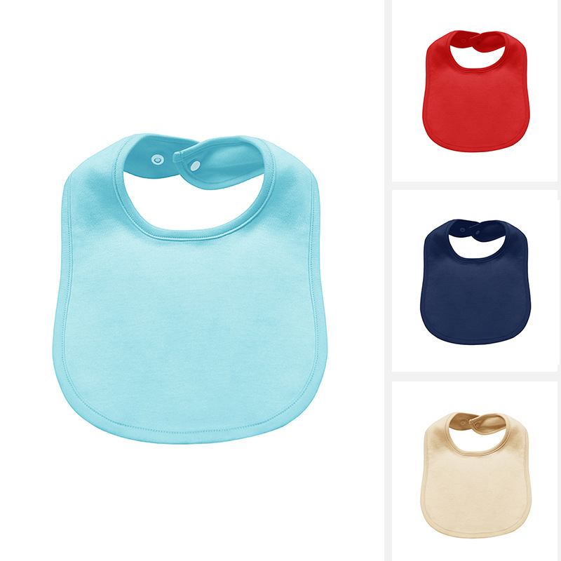 Children's solid color double-layer eating bib for new born