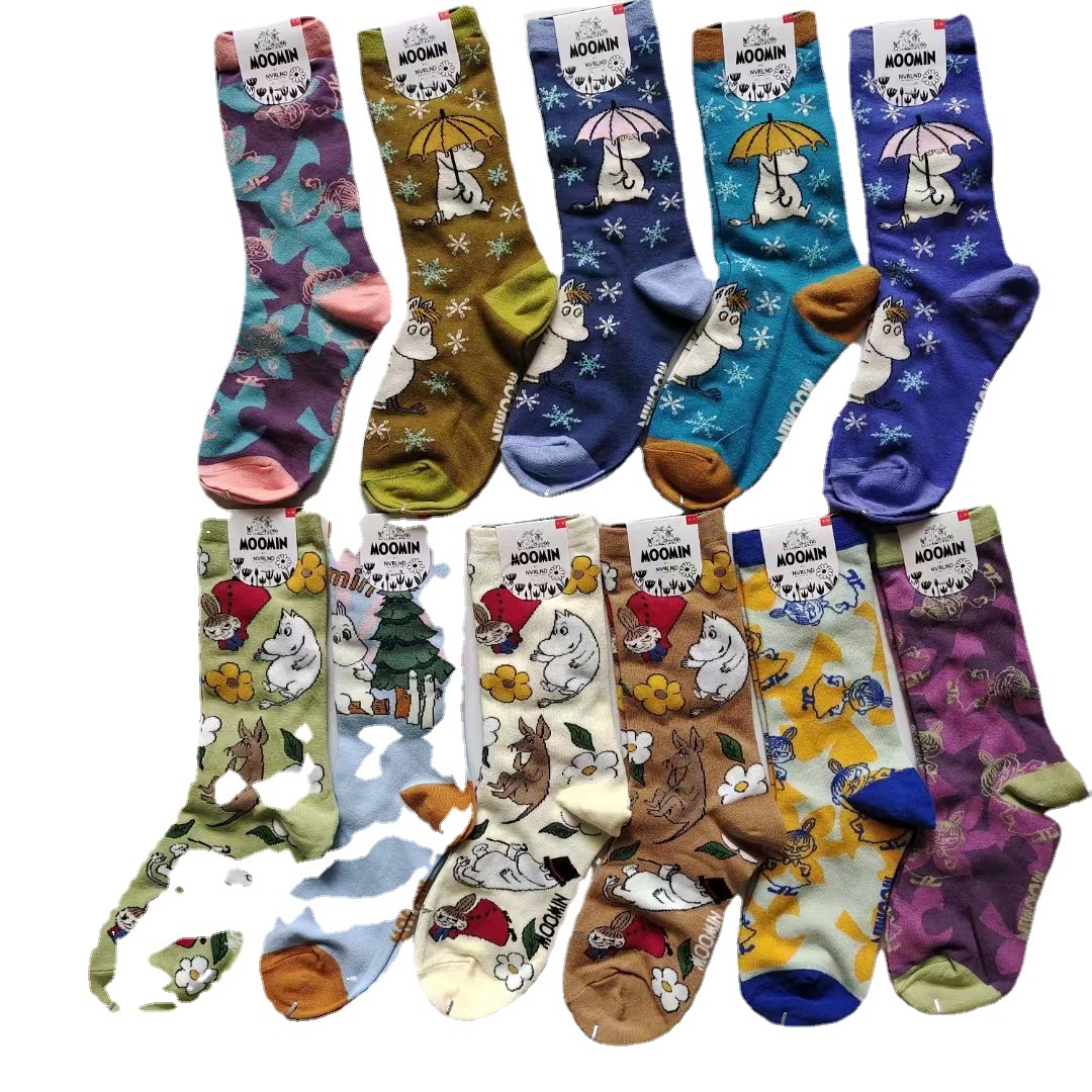 2025d New Yami Moomin Cartoon Pattern Women's Mid-Calf Student Trendy Socks_voghion.com