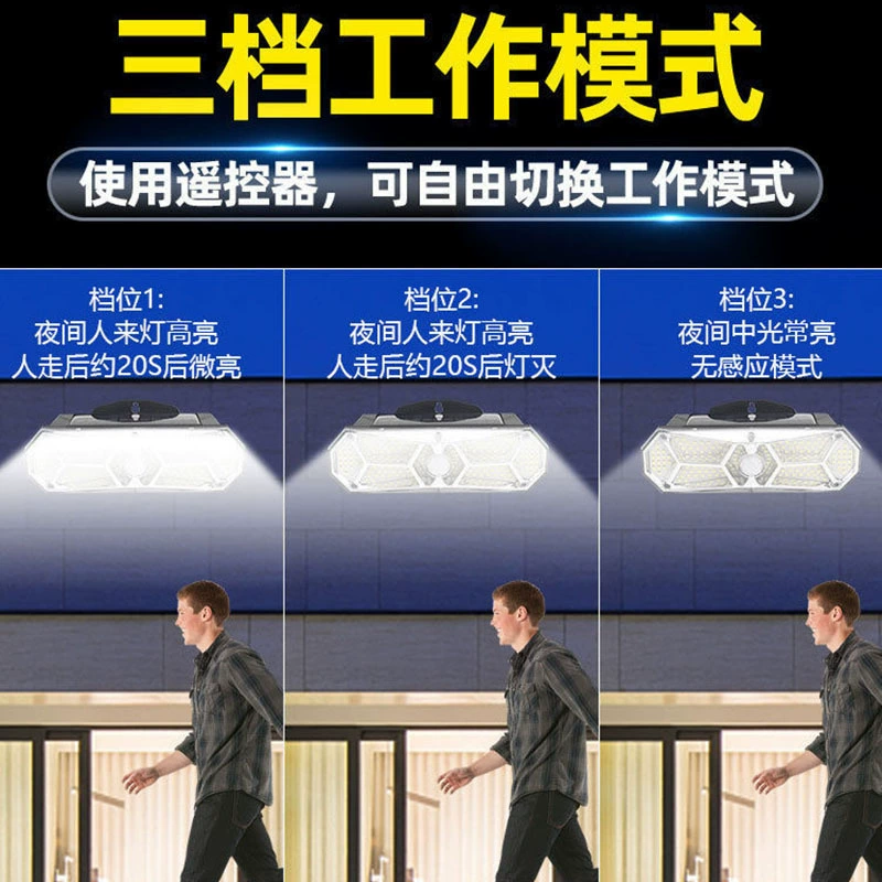 LED настенный светильник солнечный для беседки, физиологический индукционный уличный фонарь, датчик движения человека