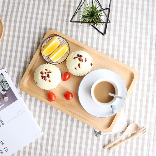 Japanese tea set tea tray home desktop water cup rectangular beech tray hotel creative restaurant barbecue tray wholesale
