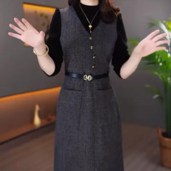 精品起爆2点セットワンピース2025秋冬新ファッション洋気軽贅沢減齢女装ワンピース潮