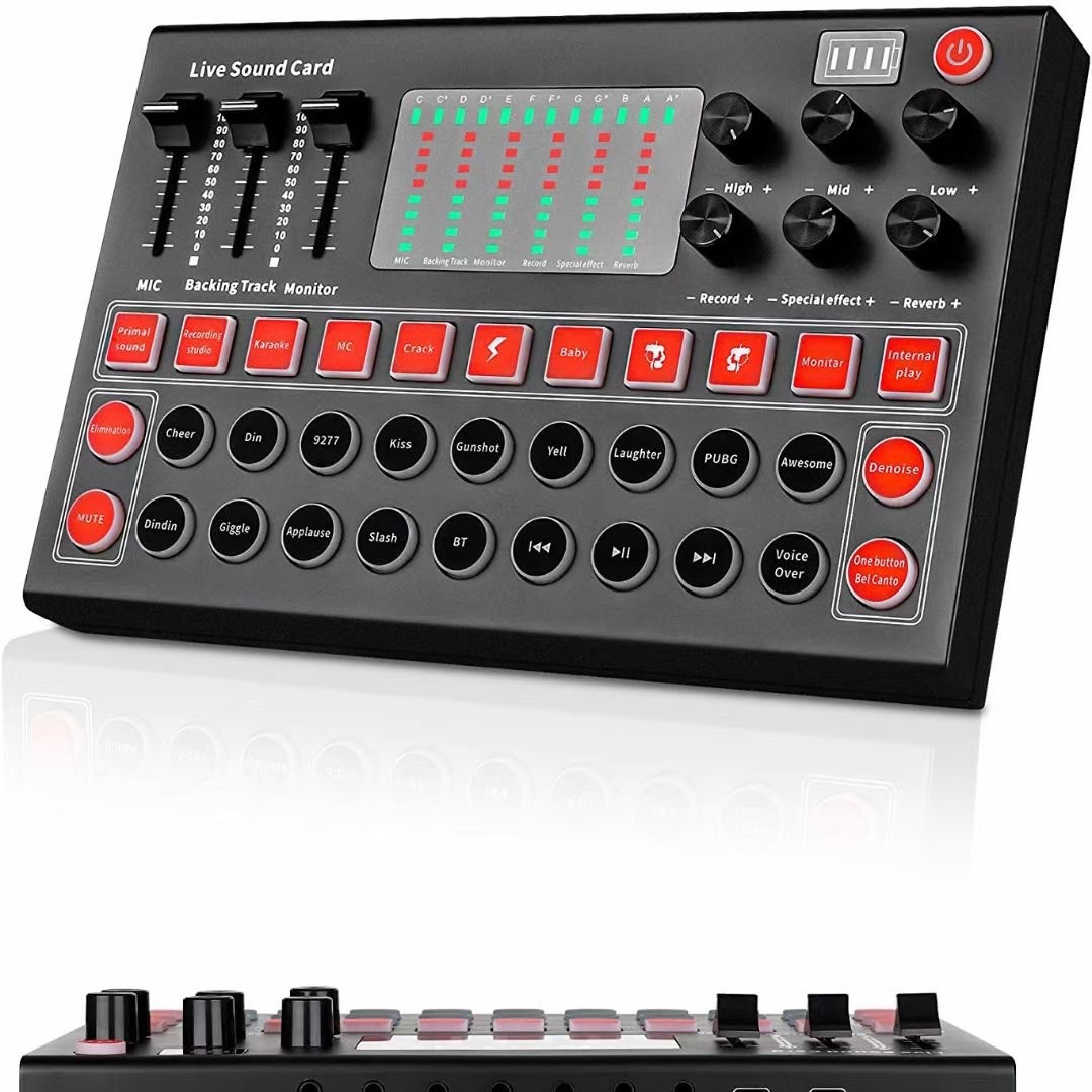 Venta caliente transfronteriza M9 inglés tarjeta de sonido BM80 condensador micrófono traje USB tarjeta de sonido karaoke en vivo computadora teléfono móvil