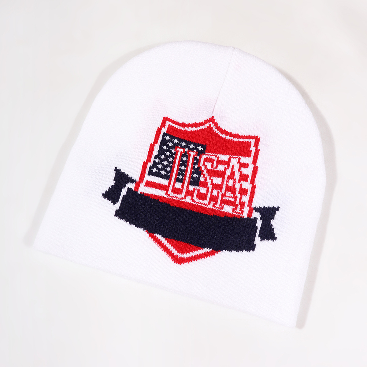 Unisex Flag shield jacquard knit cap simple_voghion.com