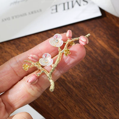 Yaxa sancaqları Pink Flower Brooch Elegant