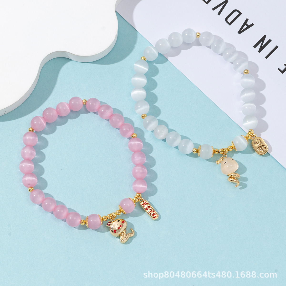 Brazalete natural de piedra de ojo de gato, este año de la vida, lindos colgantes de serpiente, brazalete de joyas de alta calidad, gran fortuna de Italia, Nafu