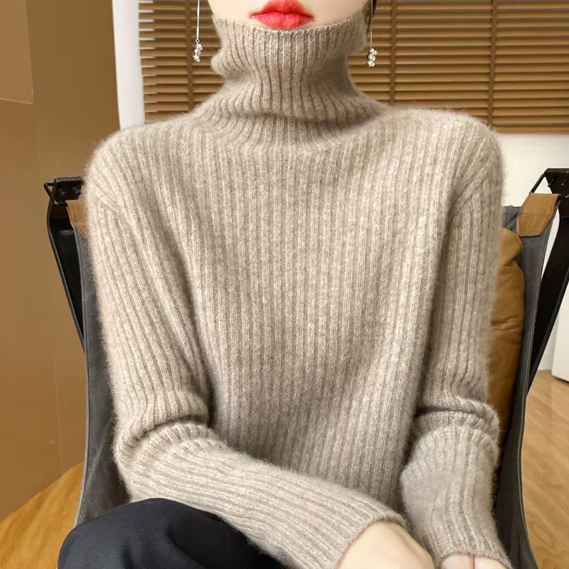 秋冬毛衣堆堆领毛衣2025新款高领时尚宽松保暖针织打底针织衫上衣